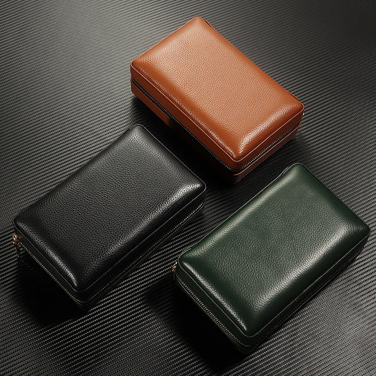 Cedar Wood Portable Cigar Tool Leather Case