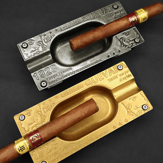 Large Diameter Smoke Tank Carved Copper Cigar Ashtray